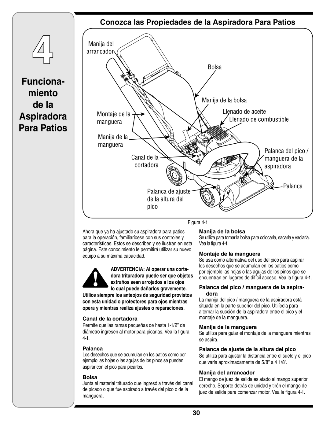 Cub Cadet 60 warranty Funciona Miento De la Aspiradora Para Patios 