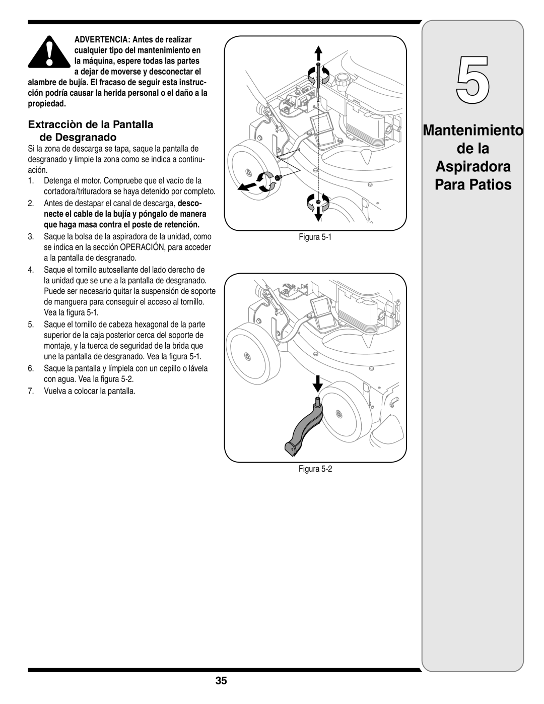 Cub Cadet 60 warranty Extracciòn de la Pantalla de Desgranado 