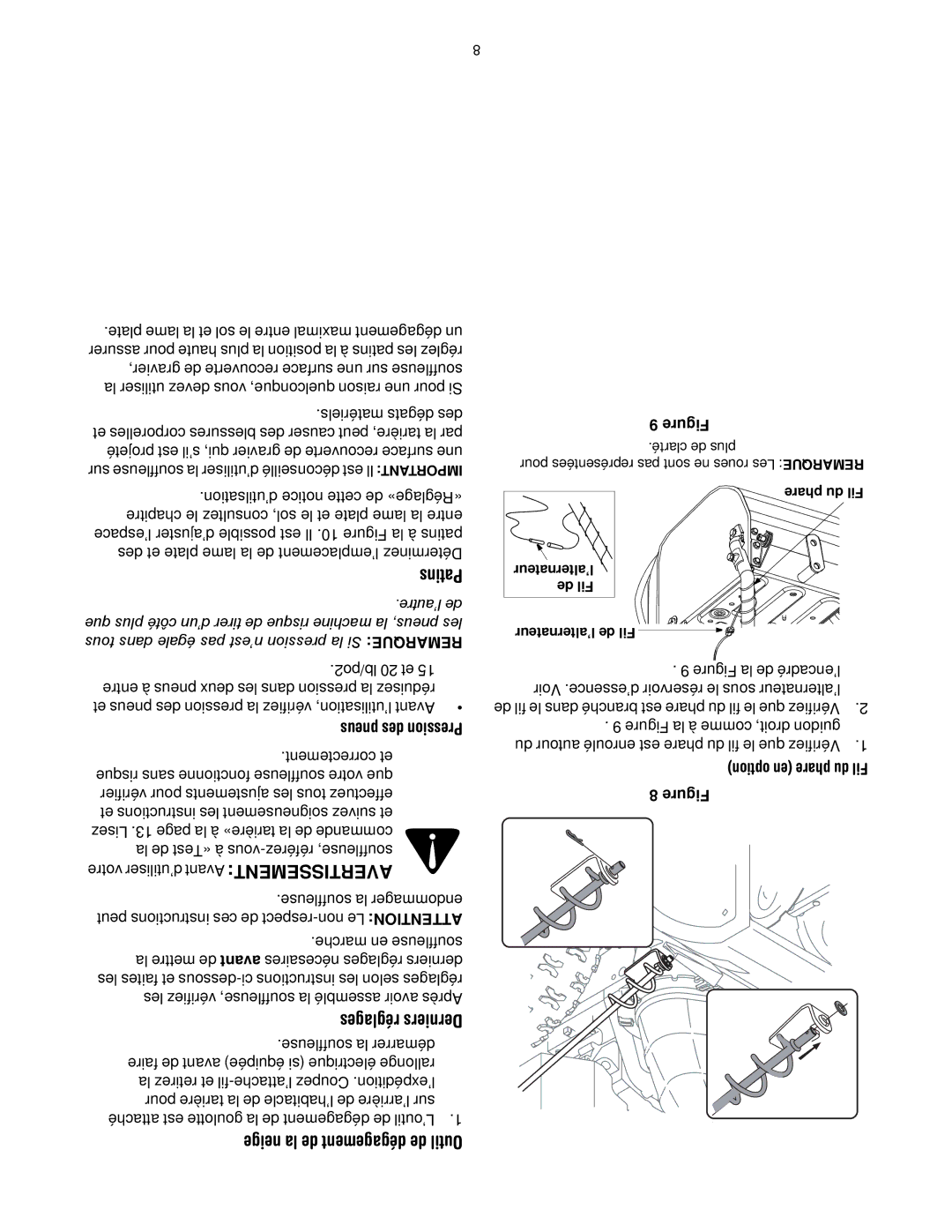 Cub Cadet 600 manual Neige la de dégagement de Outil 