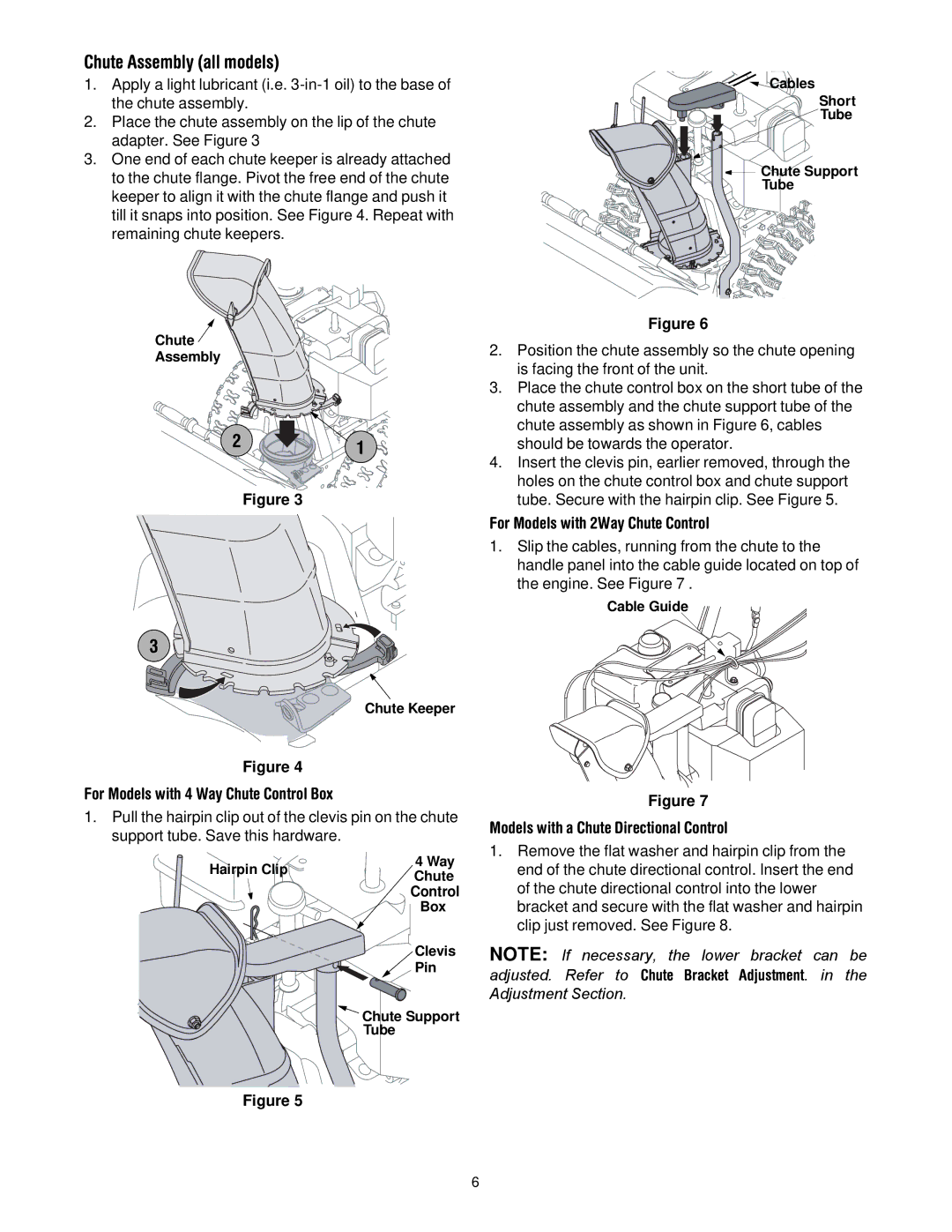 Cub Cadet 600 manual Chute Assembly all models, For Models with 4 Way Chute Control Box 