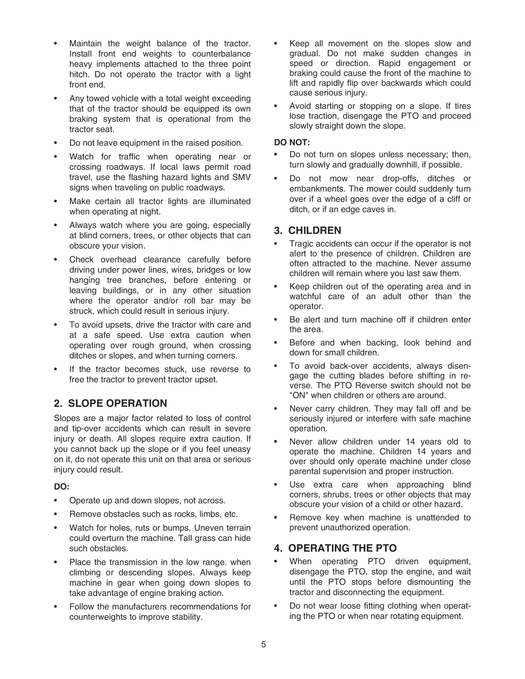 Cub Cadet 6284 manual Slope Operation, Do not 