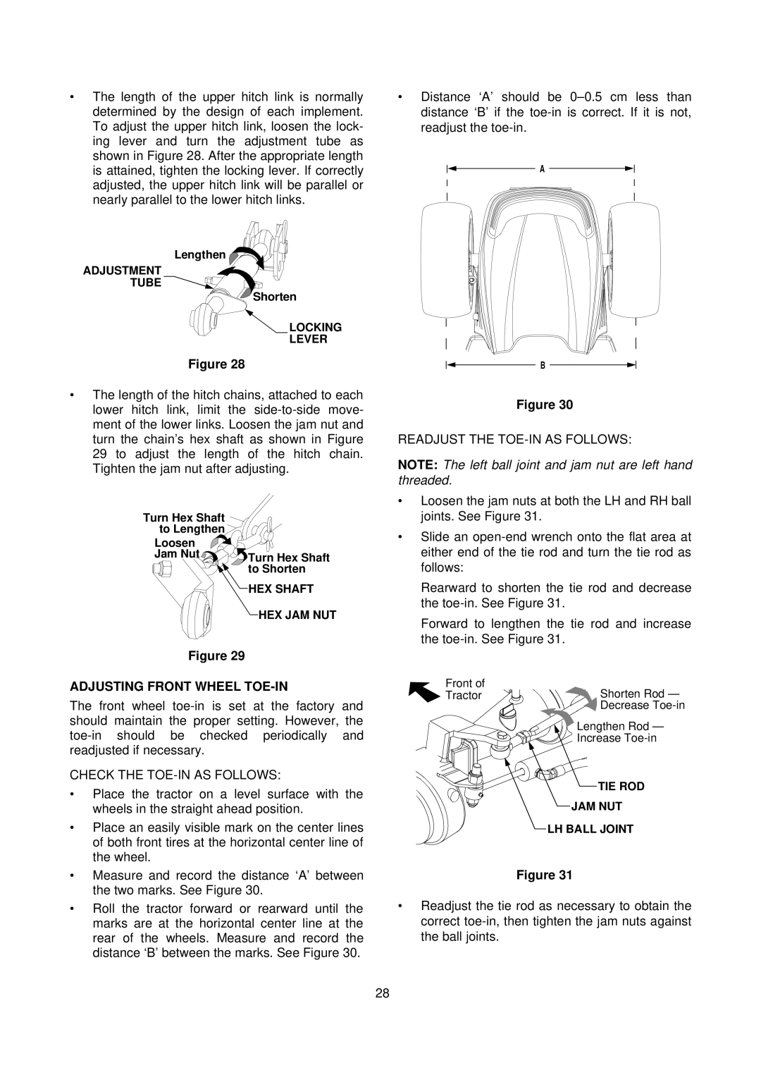 Cub Cadet 7000 Series manual Adjusting Front Wheel TOE-IN, Check the TOE-IN AS Follows 