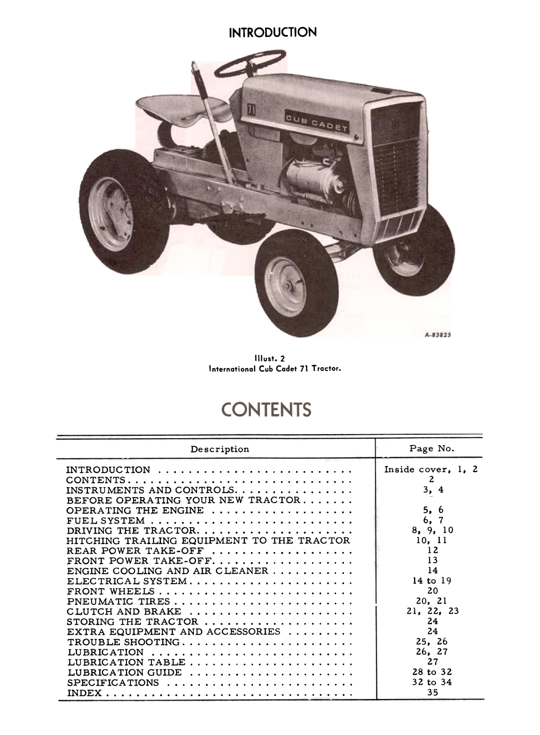 Cub Cadet 71 manual 8. 9, 21. 22, 32 to, Page No, 14 to, 28 to, Introduction, Engine Equipment, Trac 
