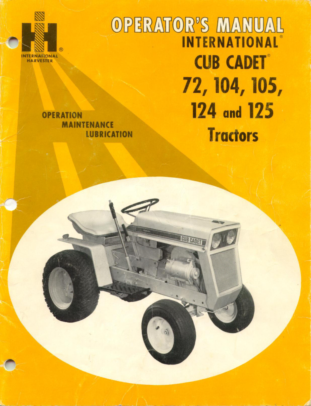 Cub Cadet 125, 72, 124, 104, 105 manual 