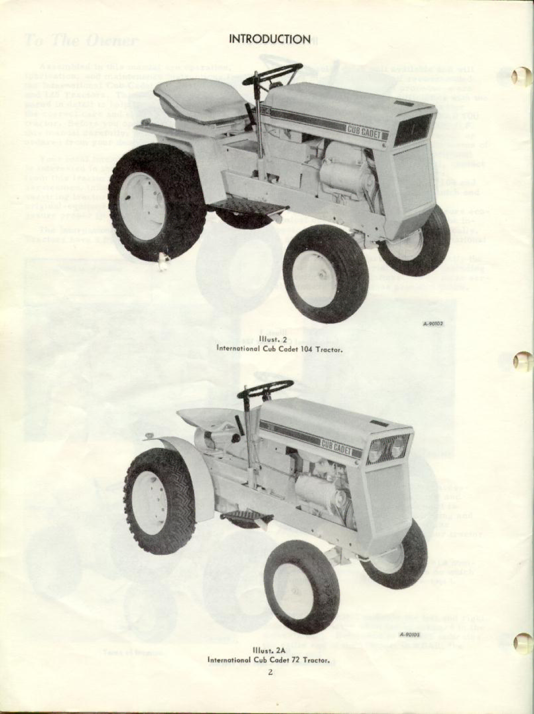 Cub Cadet 105, 72, 125, 124, 104 manual 