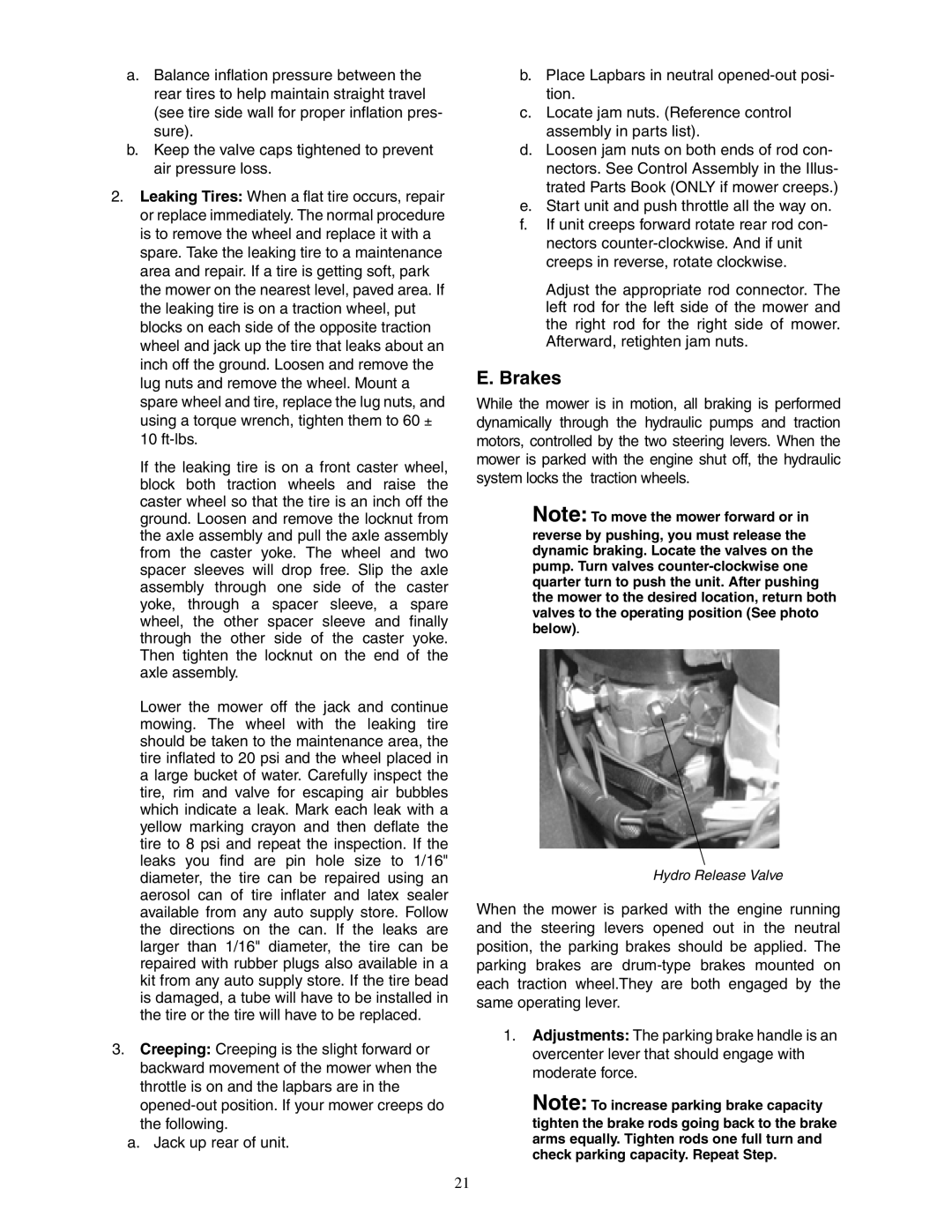 Cub Cadet 48-inch, 54-inch, 60-inch, 72-inch service manual Brakes 