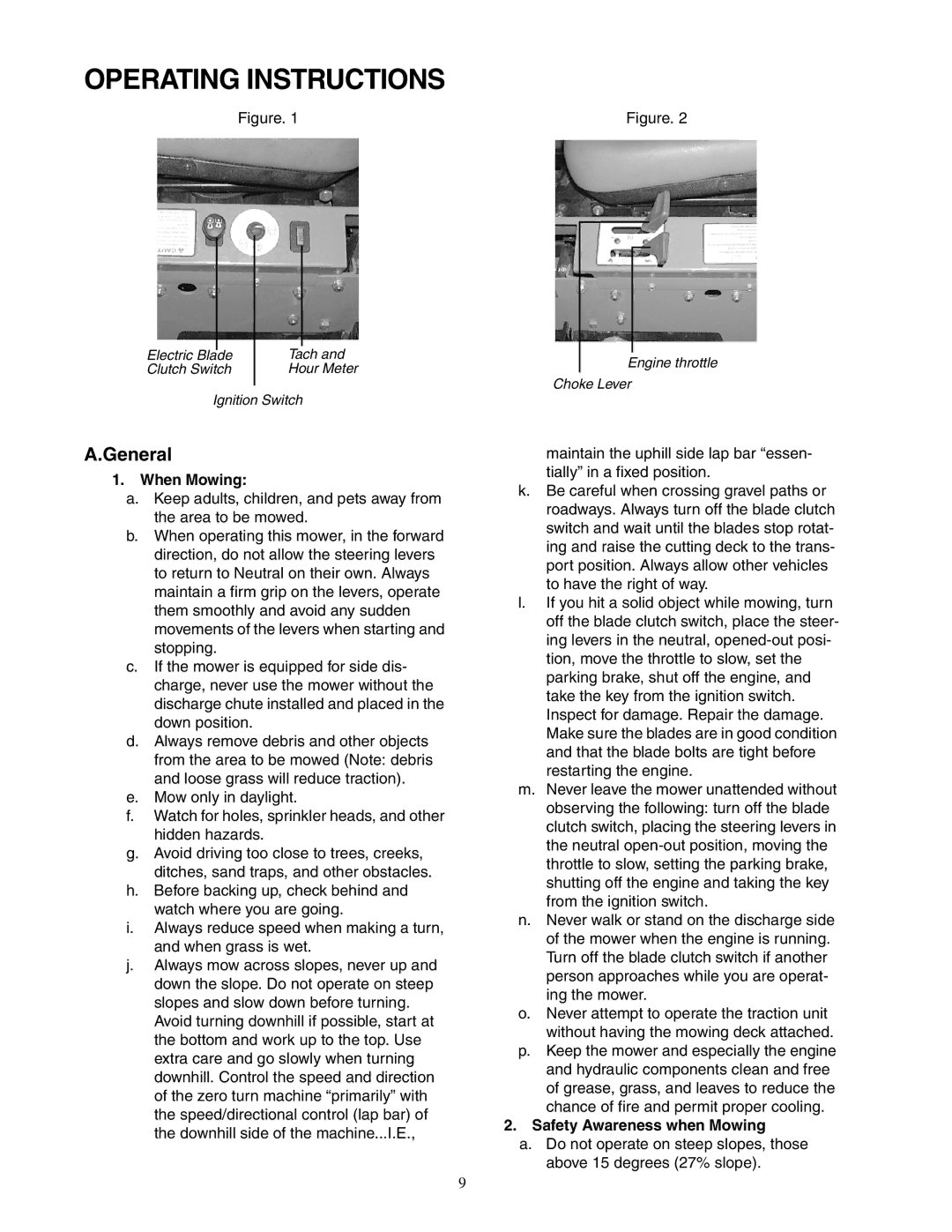 Cub Cadet 72-inch, 54-inch service manual Operating Instructions, When Mowing, Safety Awareness when Mowing 