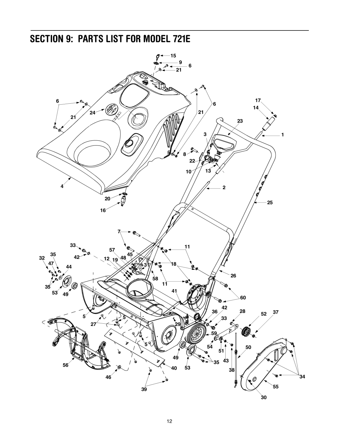 Cub Cadet manual Parts List for Model 721E 