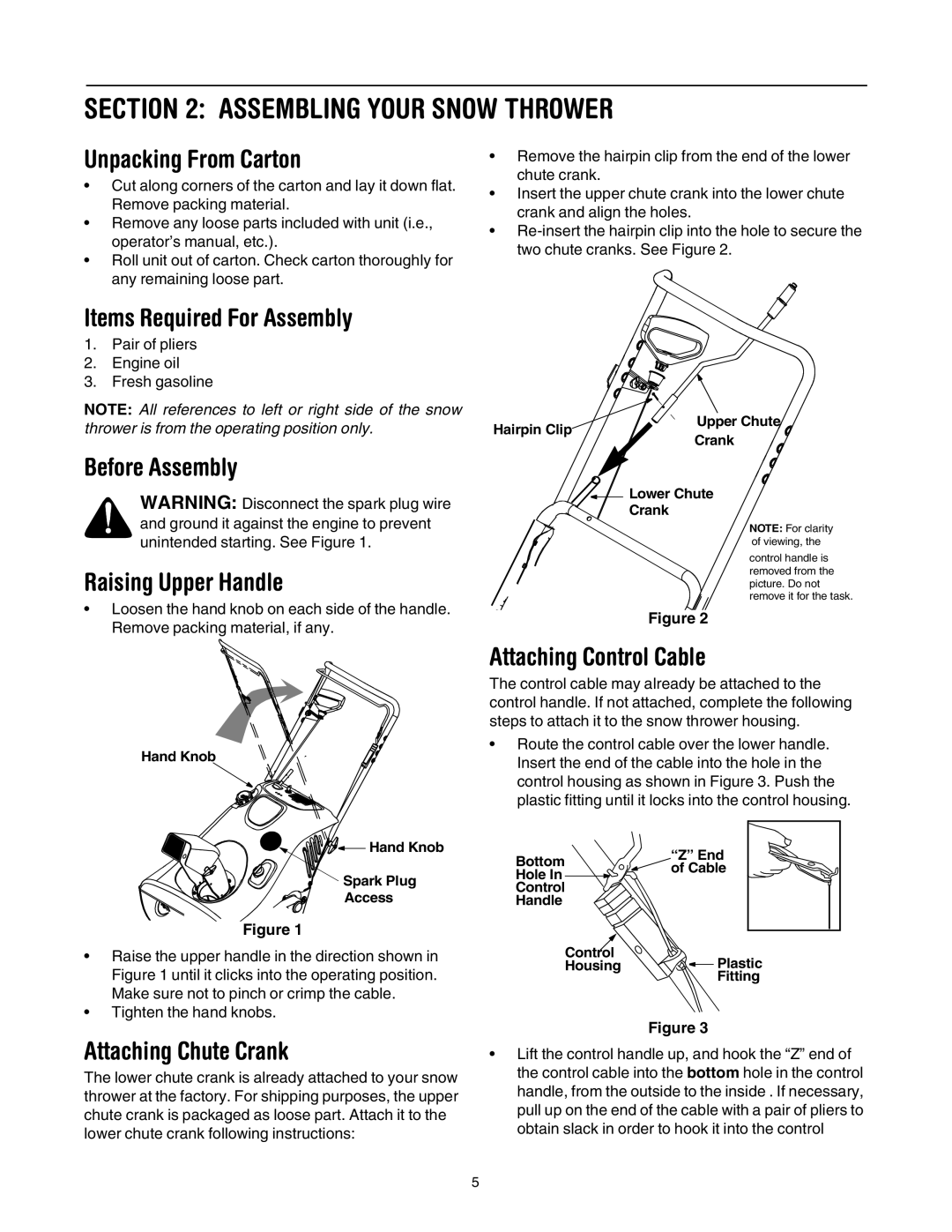 Cub Cadet 721E manual Assembling Your Snow Thrower 