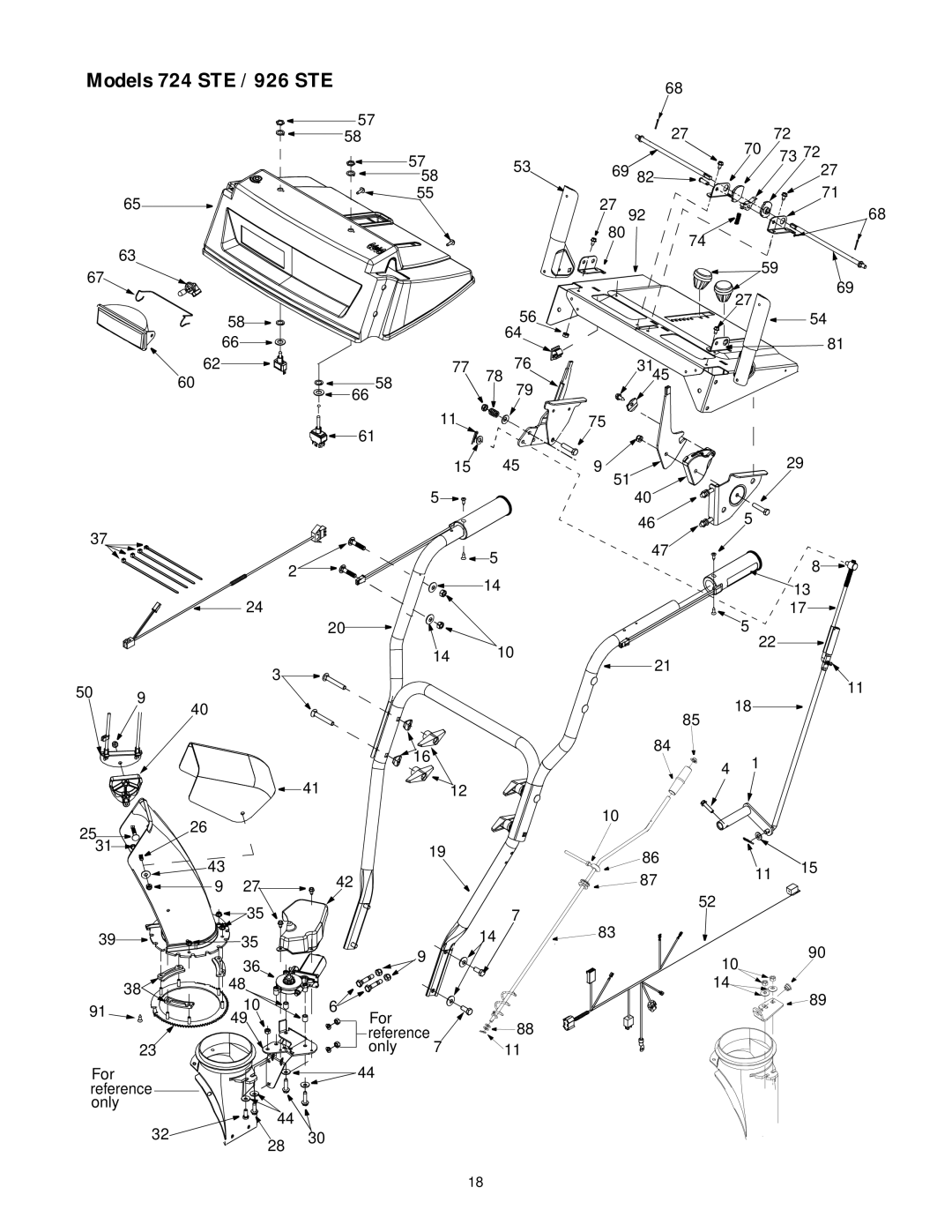 Cub Cadet 724 STE, 926 STE manual For Reference Only 3145 