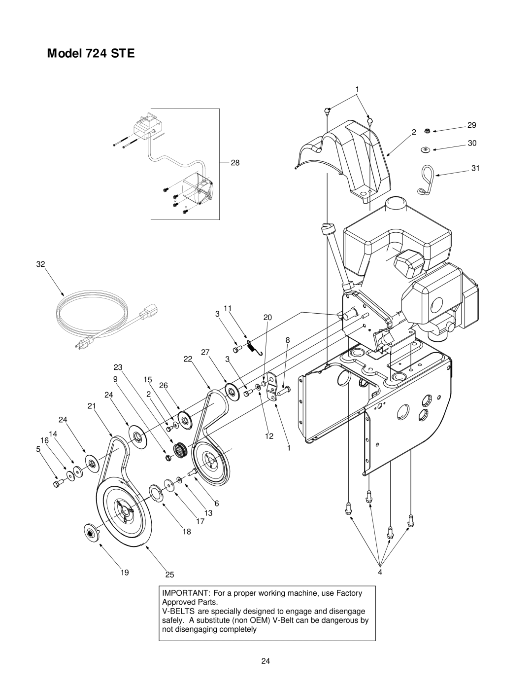 Cub Cadet 926 STE manual Model 724 STE 