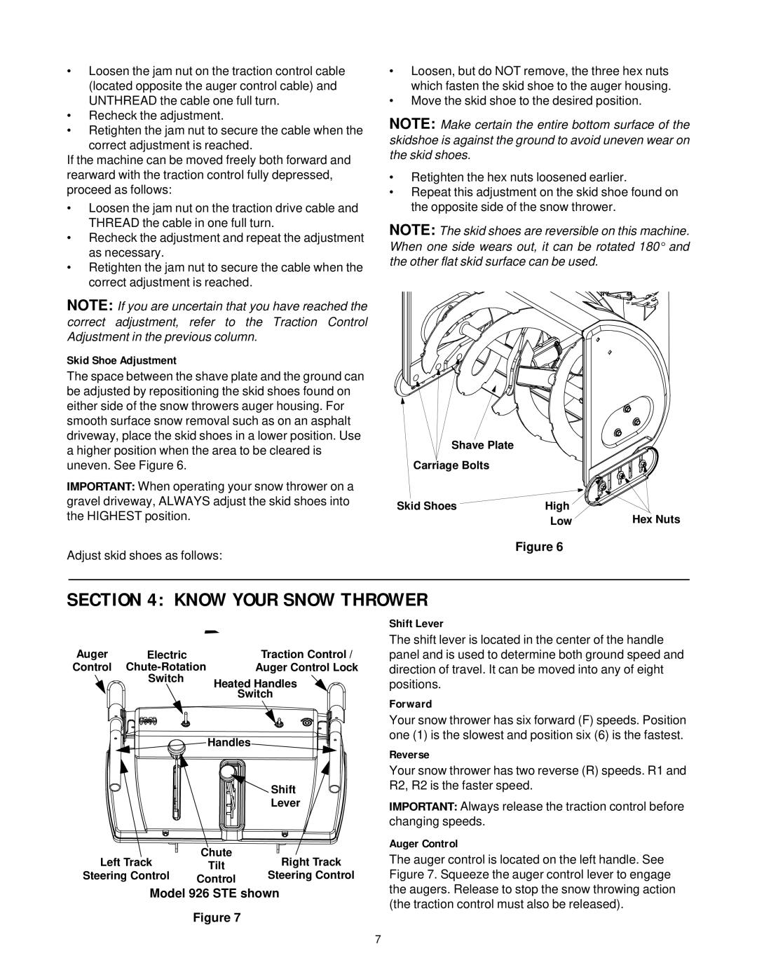 Cub Cadet 926 STE, 724 STE manual Know Your Snow Thrower 