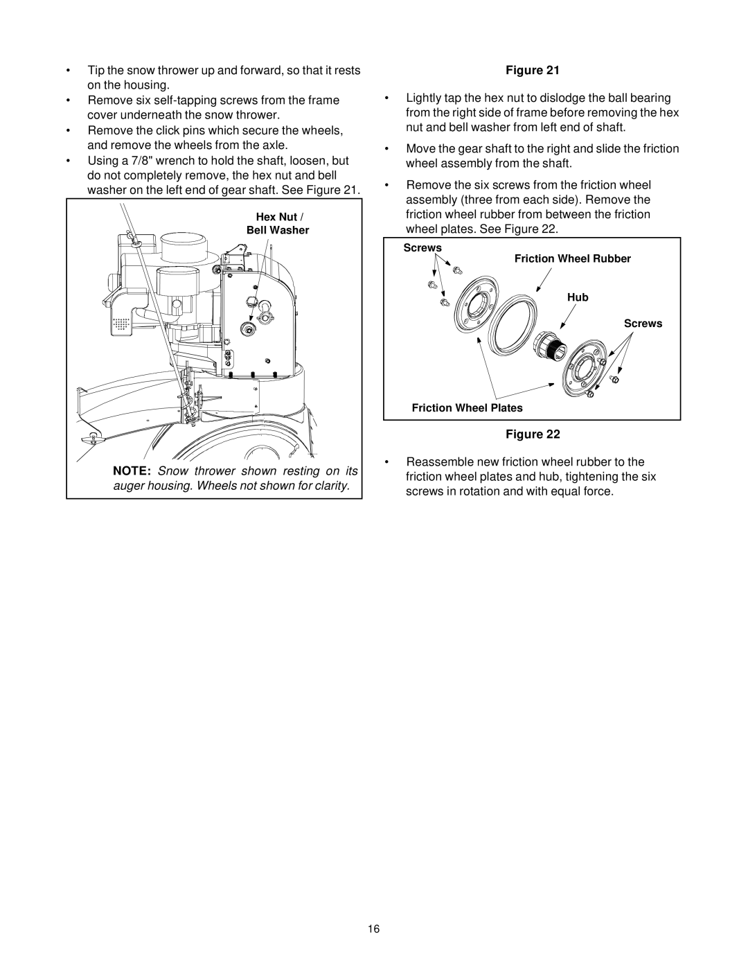 Cub Cadet 724WE manual Hex Nut Bell Washer 