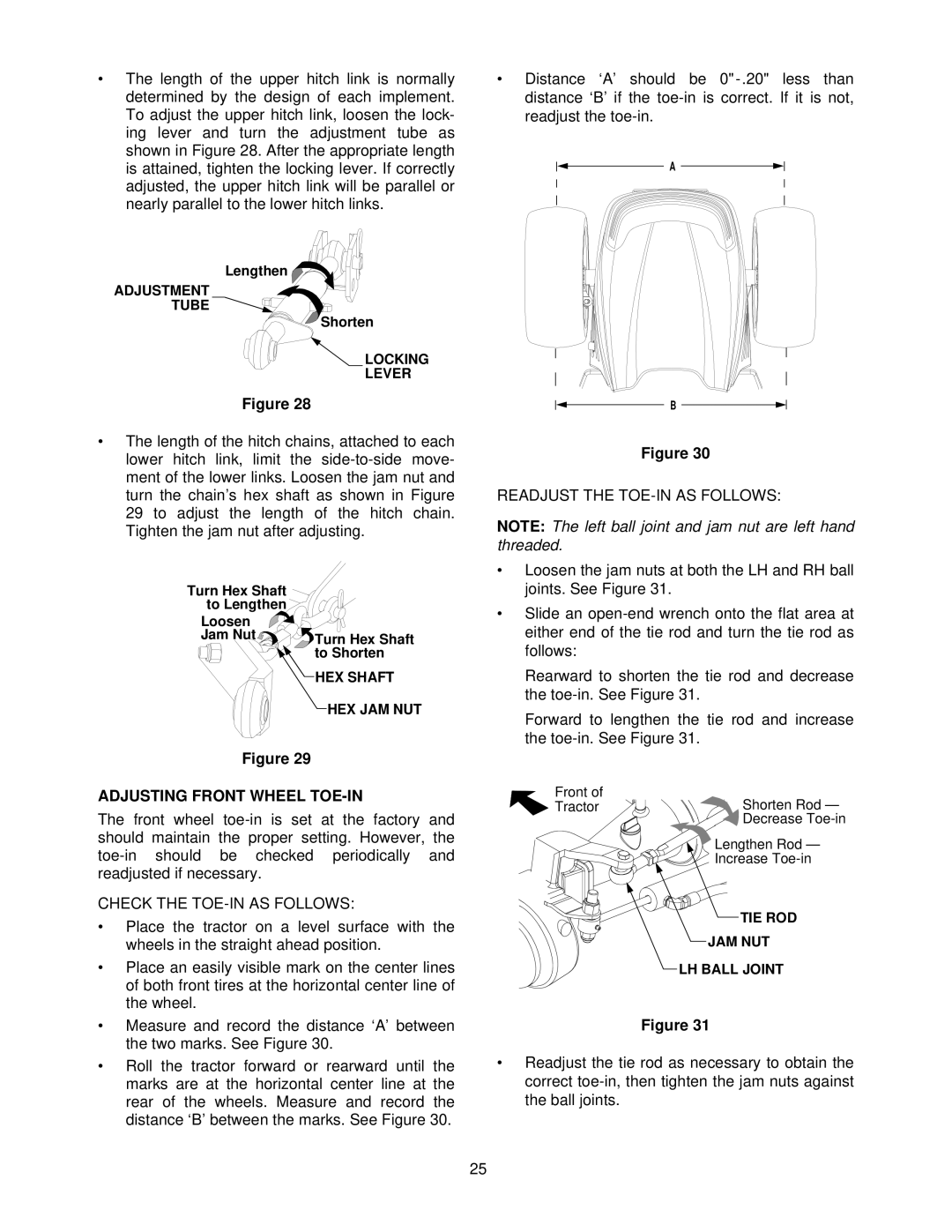 Cub Cadet 7284 manual Adjusting Front Wheel TOE-IN, Check the TOE-IN AS Follows 