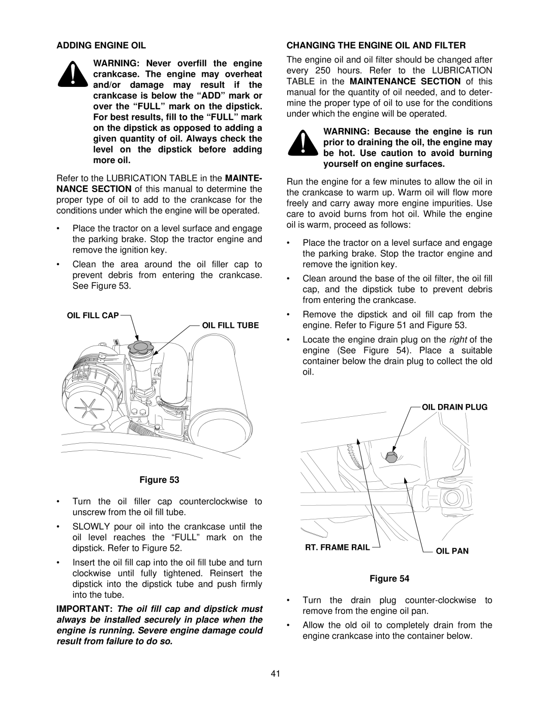 Cub Cadet 7284 manual Adding Engine OIL, Changing the Engine OIL and Filter 