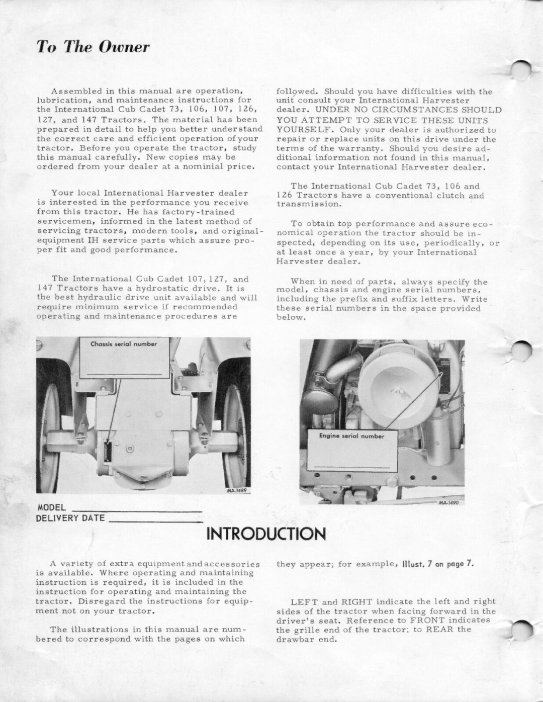 Cub Cadet 127, 73, 126, 147, 107, 106 manual 