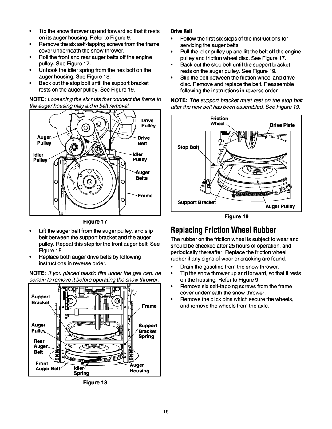 Cub Cadet 730 STE manual Replacing Friction Wheel Rubber, Drive Belt 