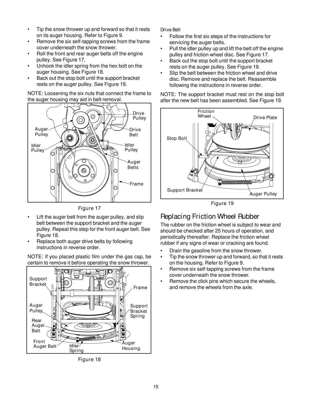 Cub Cadet 730 STE manual Replacing Friction Wheel Rubber, Drive Belt 