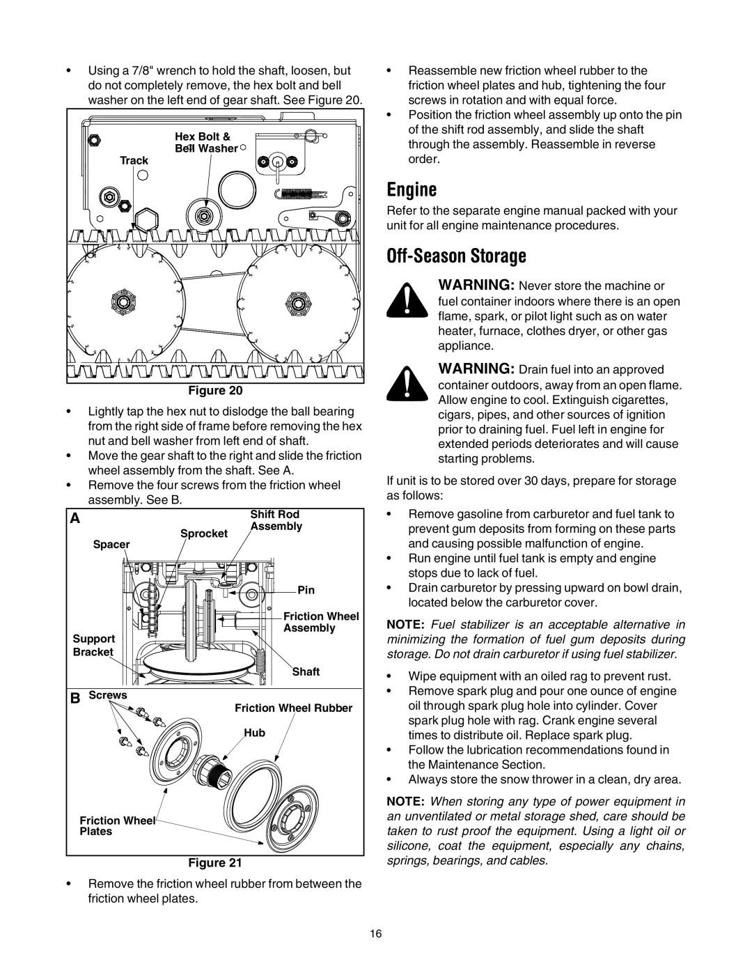 Cub Cadet 730 STE manual Engine, Off-Season Storage 