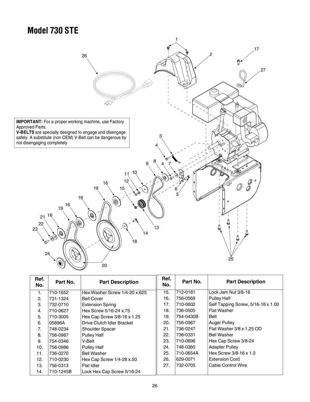 Cub Cadet manual Model 730 STE 