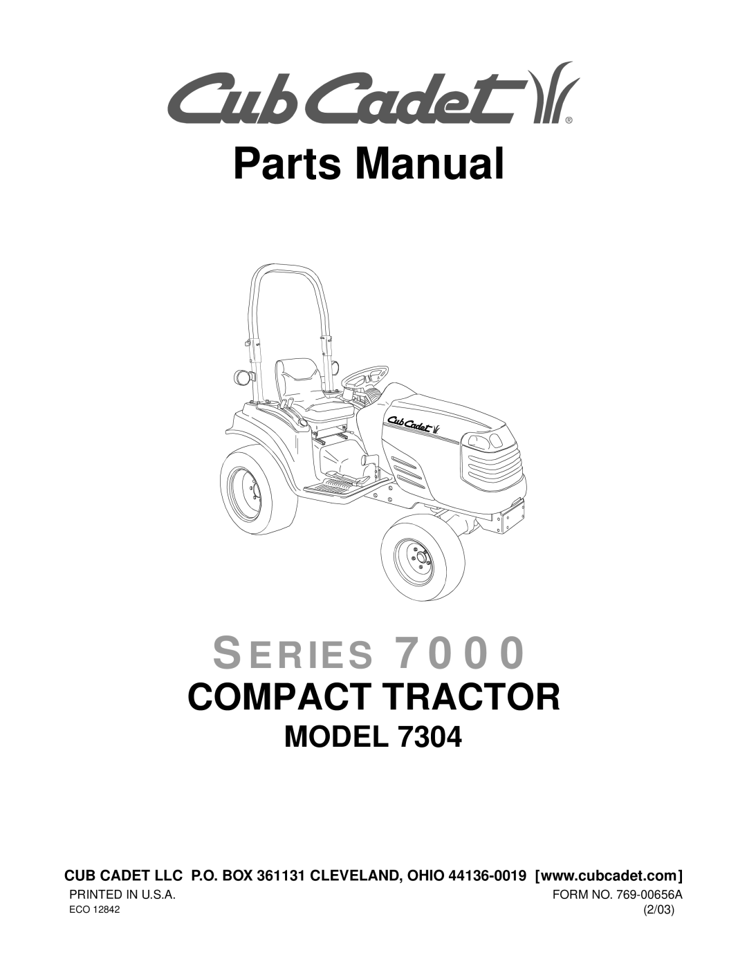 Cub Cadet 7304 manual Parts Manual 