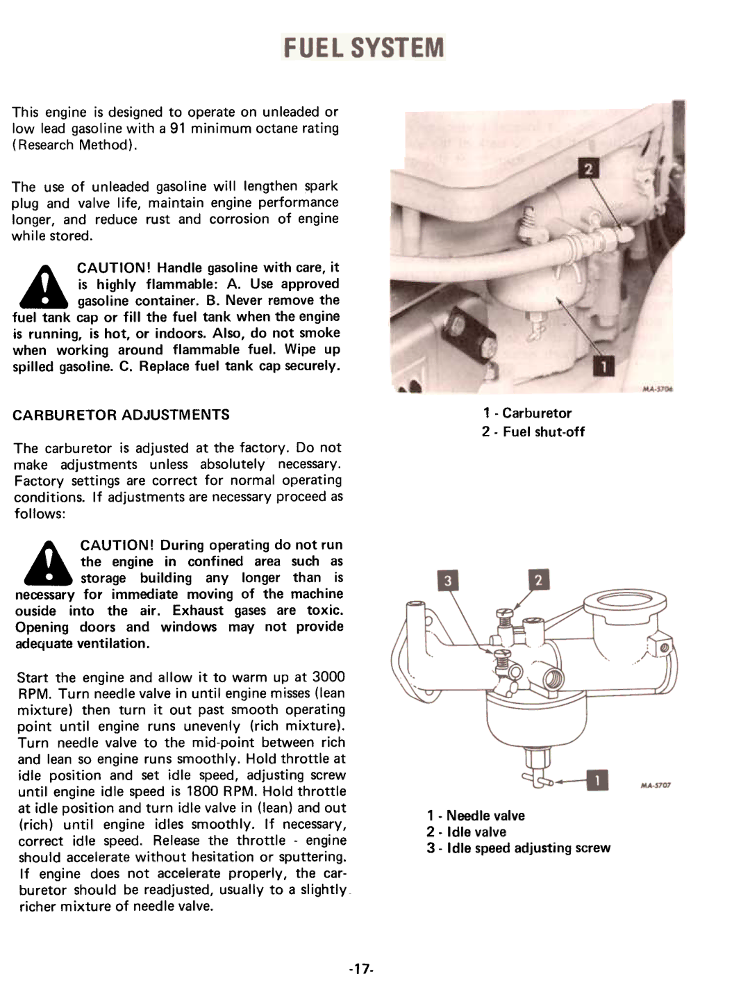 Cub Cadet 75 manual Carburetor Adjustments 