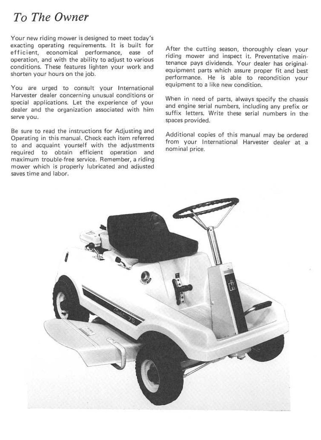 Cub Cadet 75 manual 