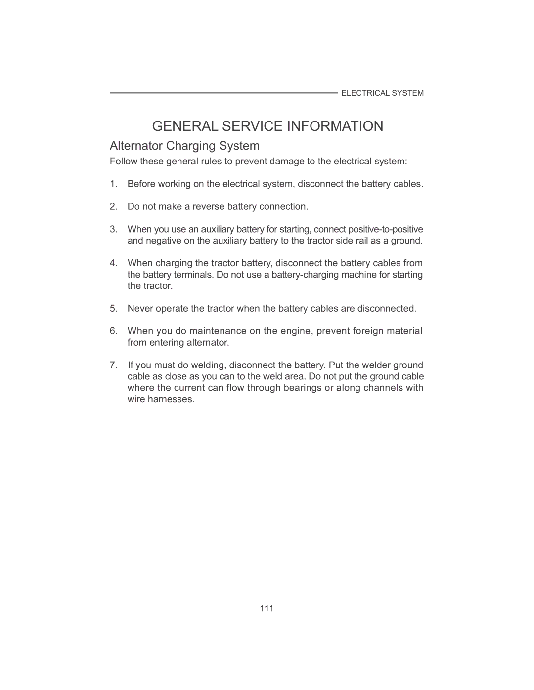 Cub Cadet 7532, 7530 manual General Service Information, Alternator Charging System 