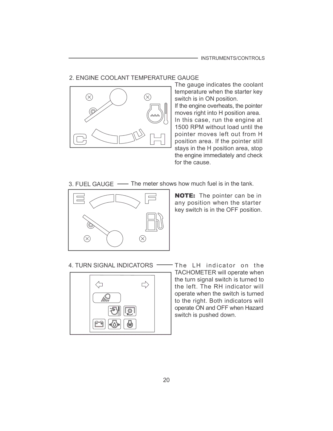 Cub Cadet 7530, 7532 manual Engine Coolant Temperature Gauge, Fuel Gauge, Turn Signal Indicators 