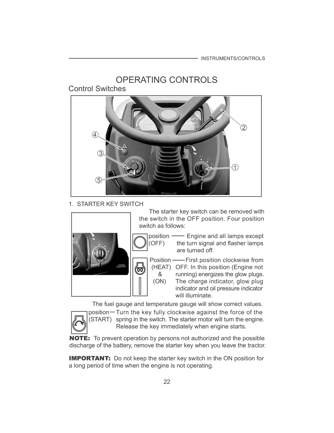 Cub Cadet 7530, 7532 manual Operating Controls, Control Switches 