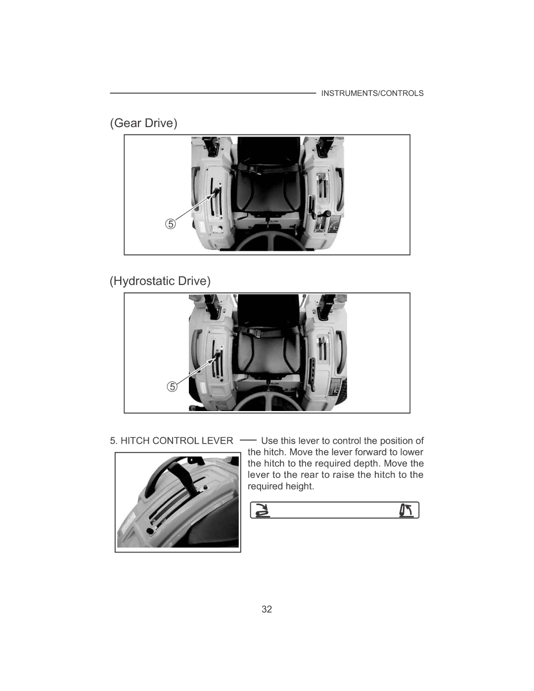 Cub Cadet 7530, 7532 manual Gear Drive Hydrostatic Drive, Hitch Control Lever 