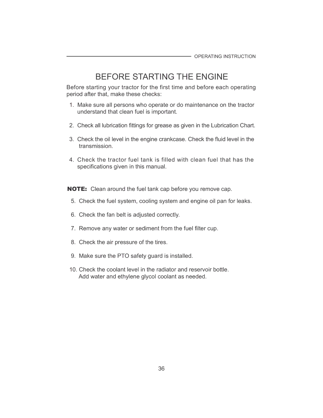 Cub Cadet 7530, 7532 manual Before Starting the Engine 