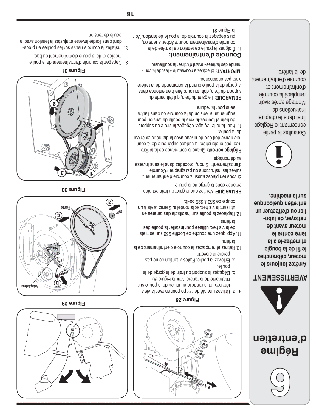 Cub Cadet 769-03268 warranty Vis la enlever pour po 1/2 de clé une Utilisez .a, Adaptateur 