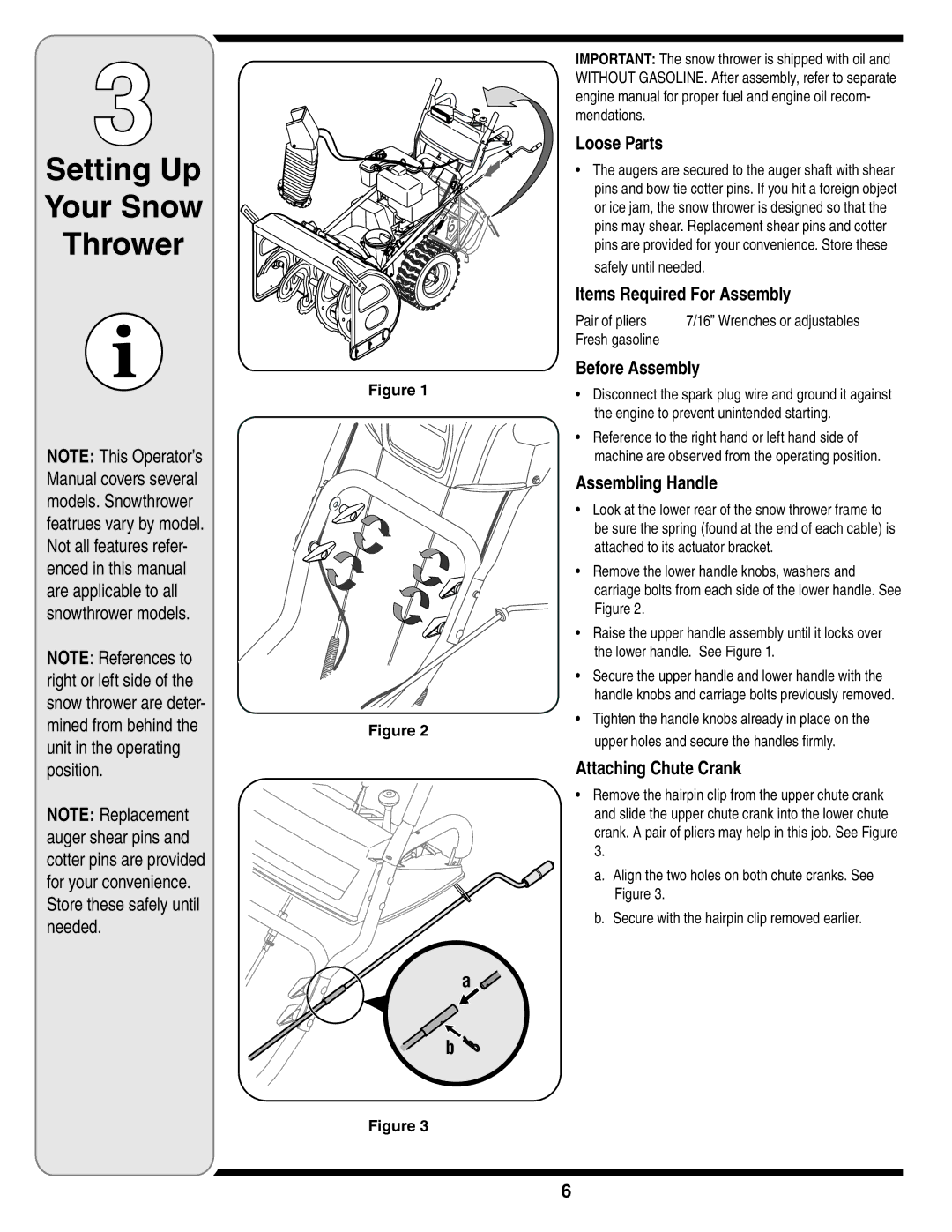 Cub Cadet 769-03268 warranty Setting Up Your Snow Thrower 