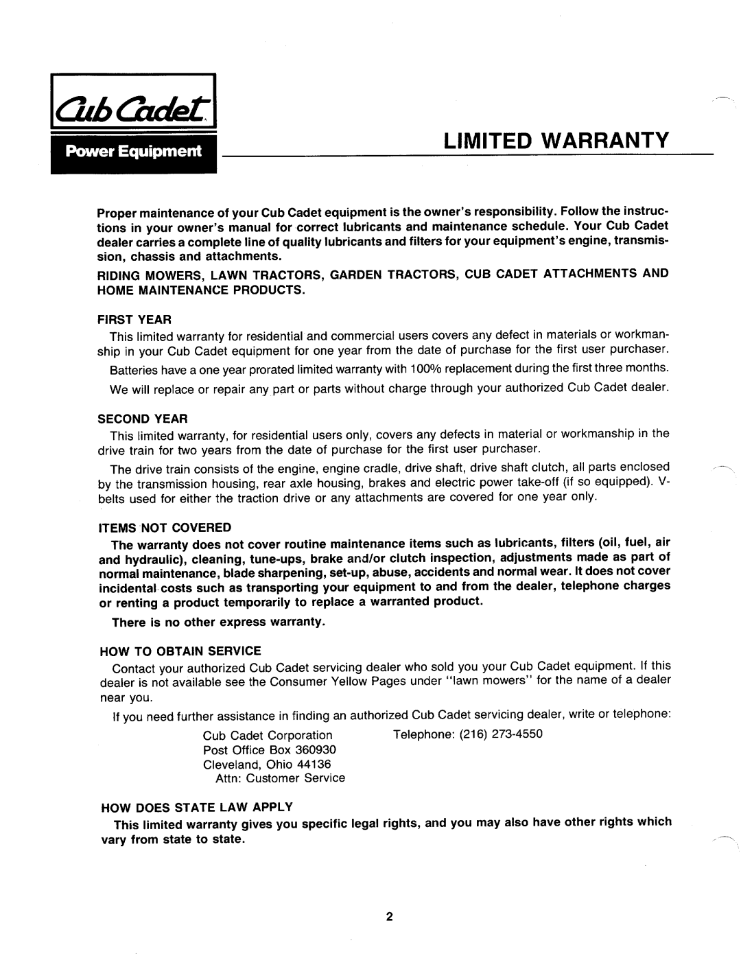 Cub Cadet 1002, 800, 1208 manual 