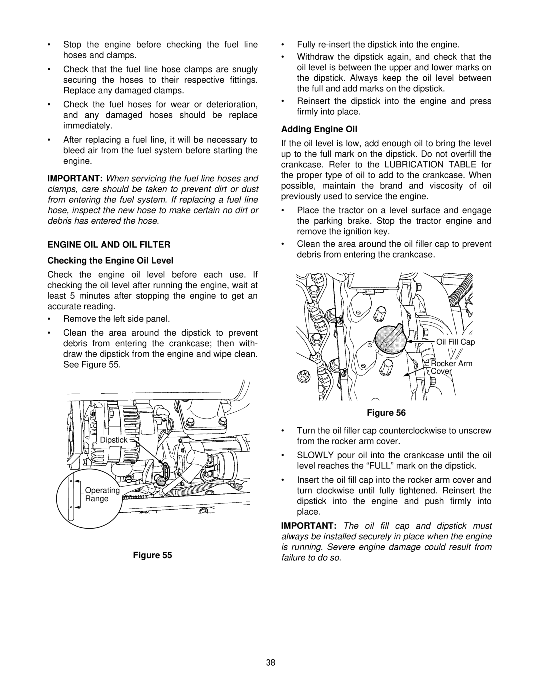 Cub Cadet 8354 manual Engine OIL and OIL Filter, Checking the Engine Oil Level, Adding Engine Oil 