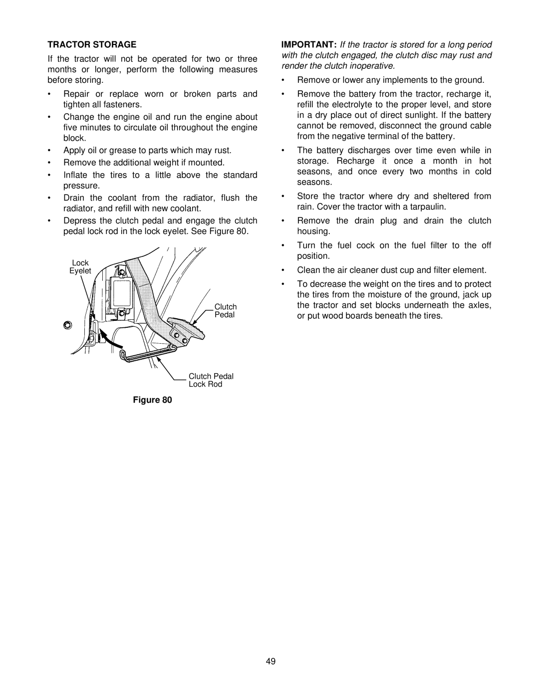 Cub Cadet 8354 manual Tractor Storage 