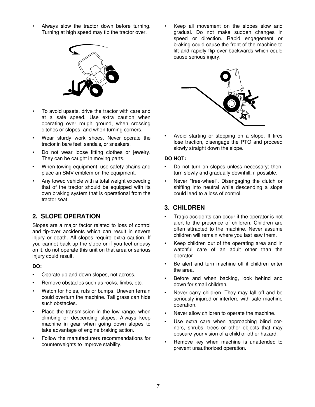 Cub Cadet 8354 manual Slope Operation, Children, Do not 