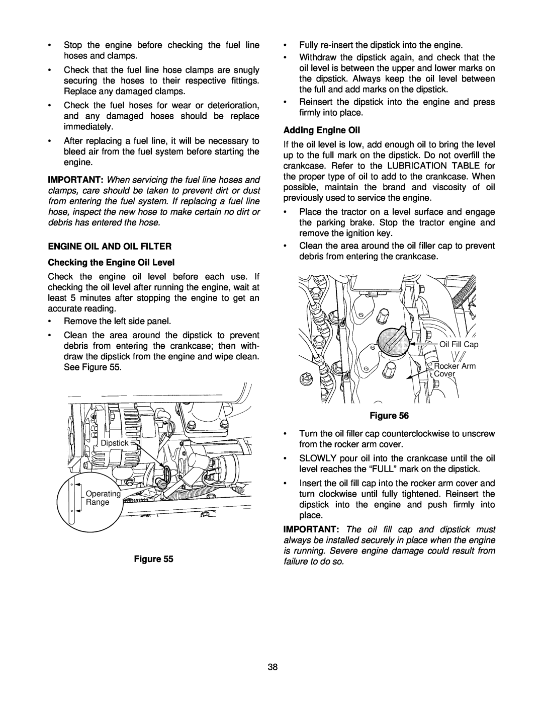 Cub Cadet 8354 manual Engine Oil And Oil Filter, Checking the Engine Oil Level, Figure, Adding Engine Oil 
