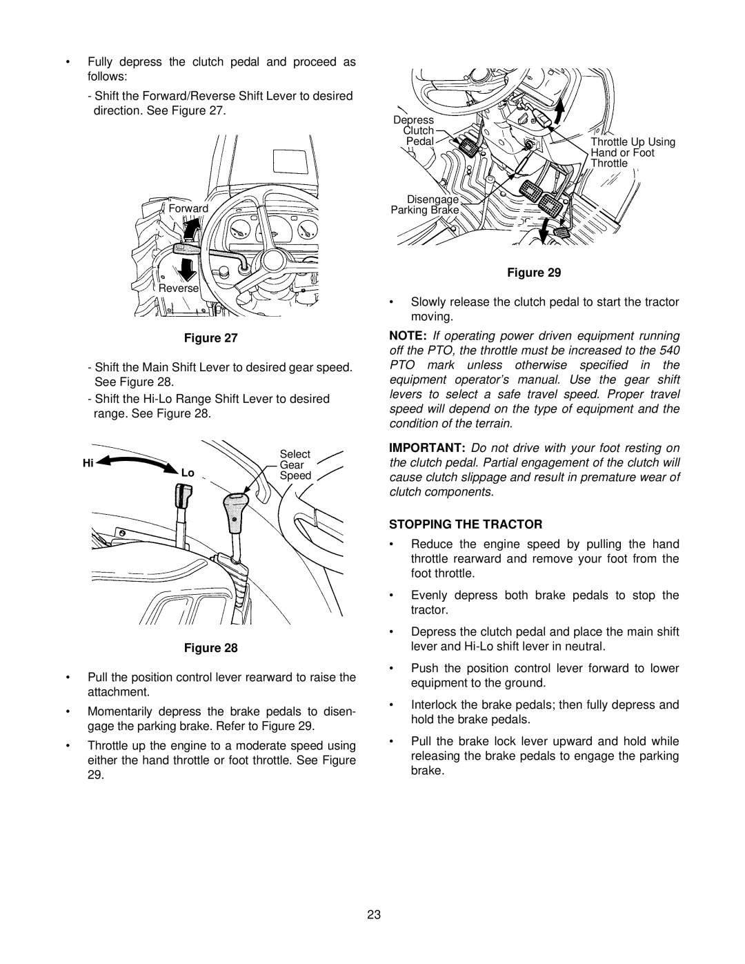 Cub Cadet 8404 manual Stopping the Tractor 