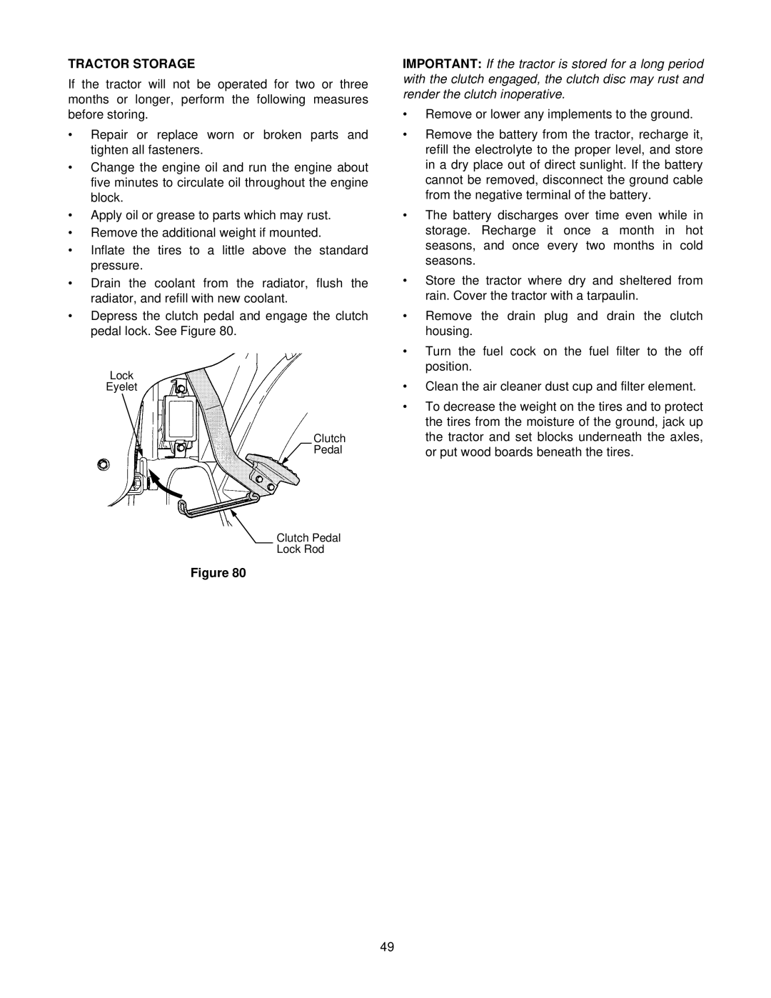 Cub Cadet 8454 manual Tractor Storage 