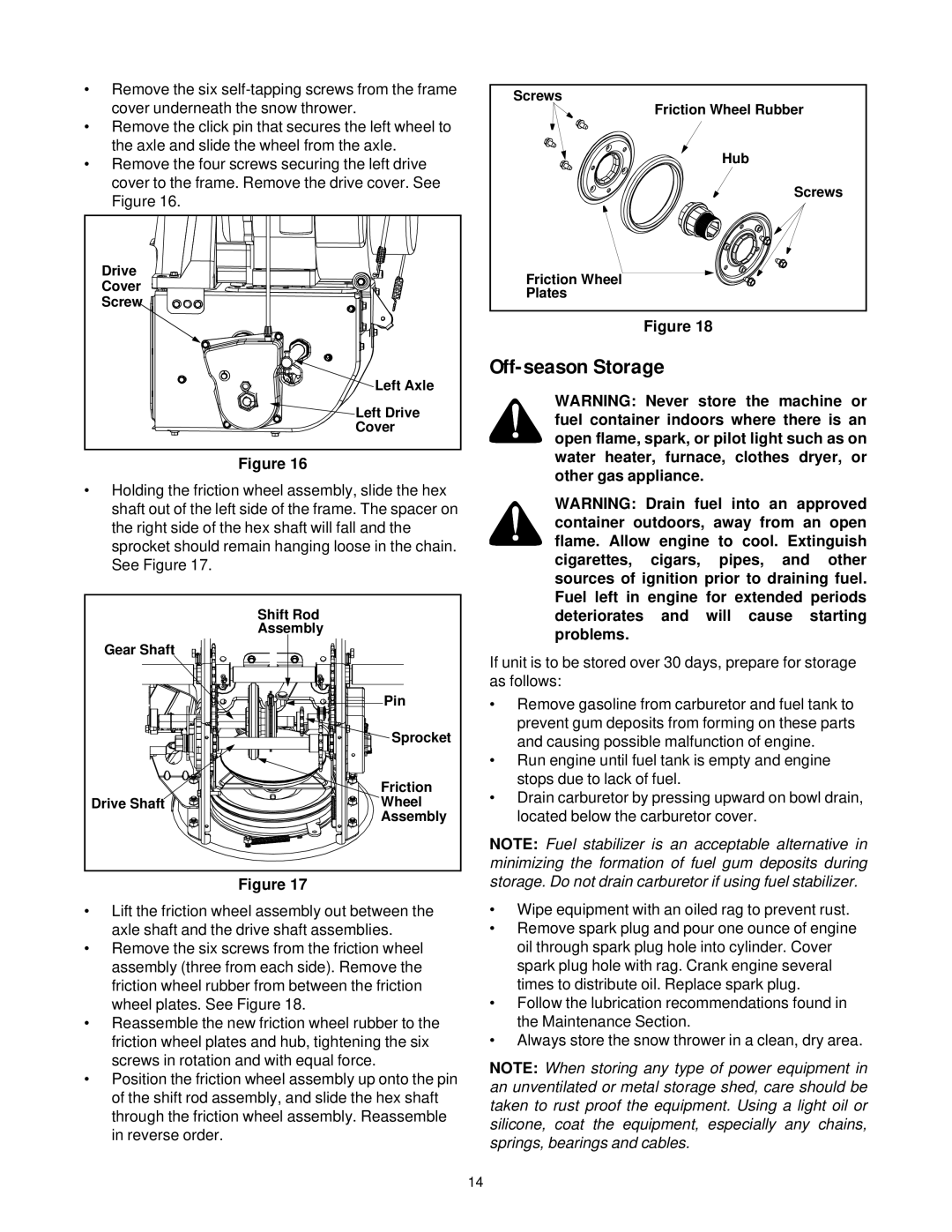 Cub Cadet 850 SWE manual Off-season Storage 