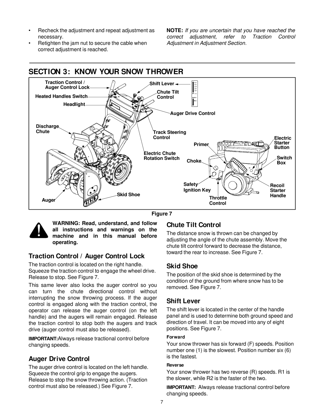 Cub Cadet 850 SWE manual Know Your Snow Thrower, Chute Tilt Control, Auger Drive Control, Skid Shoe, Shift Lever 