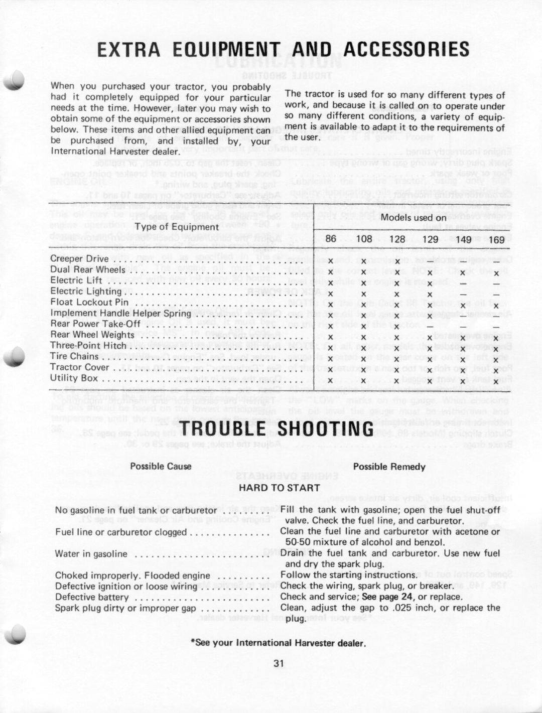 Cub Cadet 149, 86, 128, 129, 169, 108 manual 