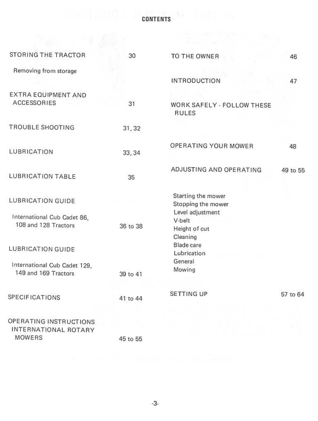 Cub Cadet 108, 86, 128, 129, 169, 149 manual 