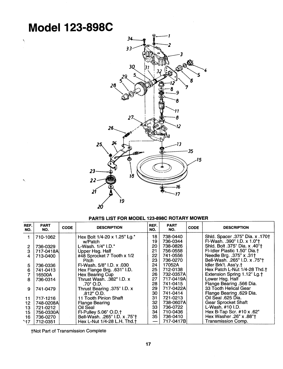 Cub Cadet 898C manual 