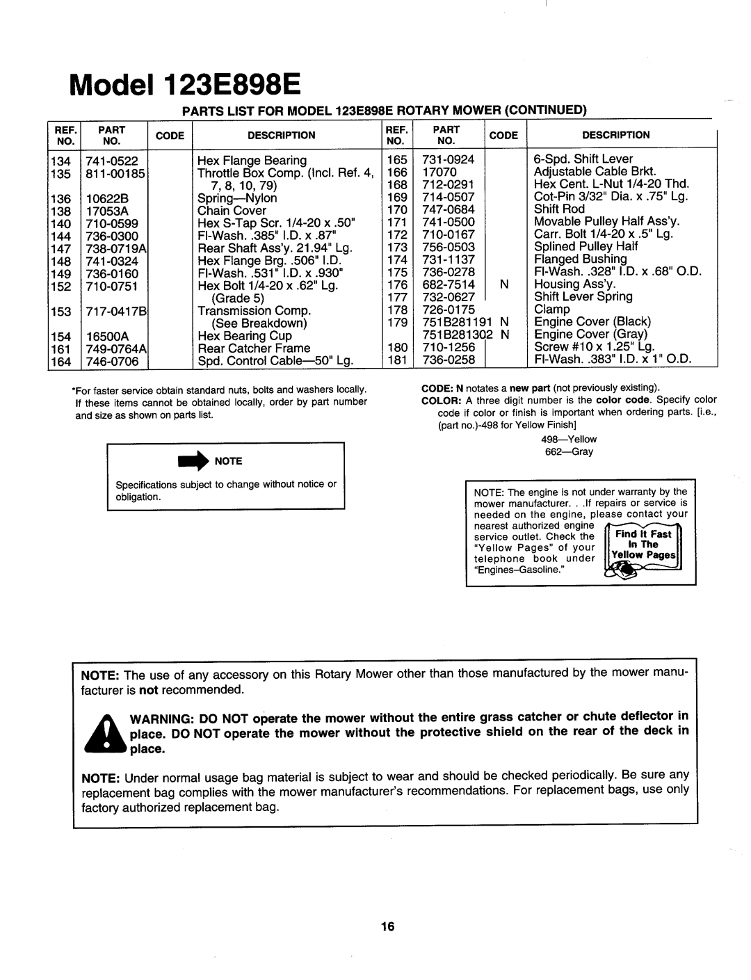 Cub Cadet 898E manual 