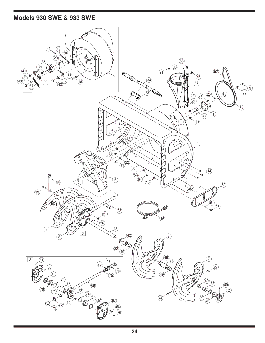 Cub Cadet warranty Models 930 SWE & 933 SWE 