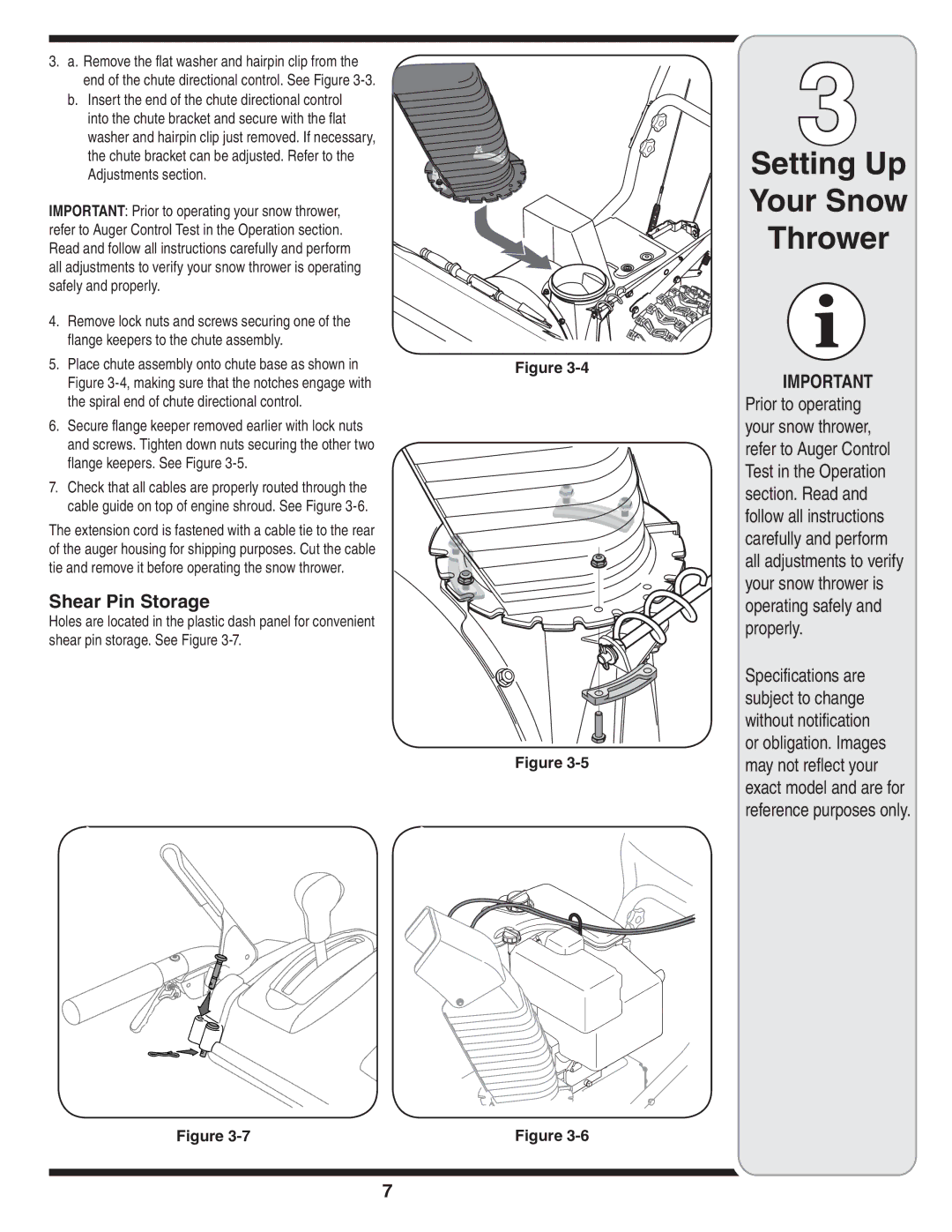 Cub Cadet 933 SWE, 930 SWE warranty Shear Pin Storage 