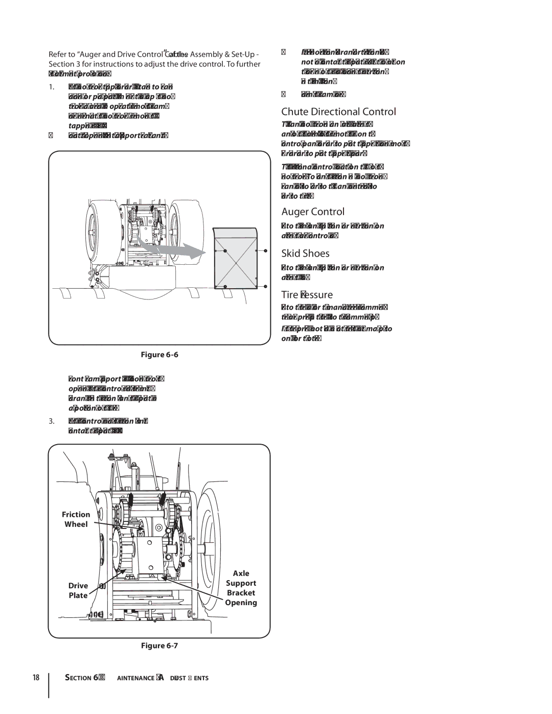 Cub Cadet 945 SWE, 928 SWE warranty Auger Control, Tire Pressure 